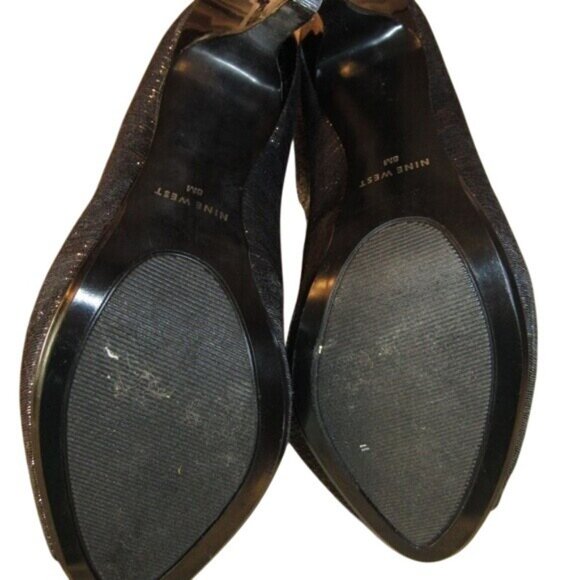 Nine West Black Peep-Toe High Heel Pumps Shimmery Black Size 8 - Picture 7 of 7